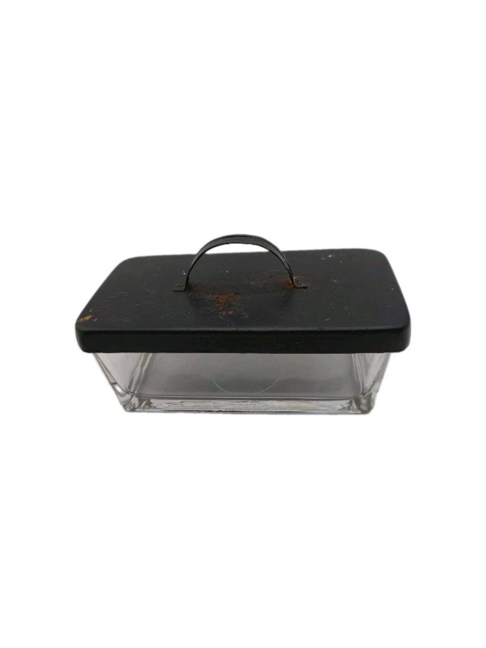 Glass Container Metal Lid With Handle Made In India Rectangle Butter Dish